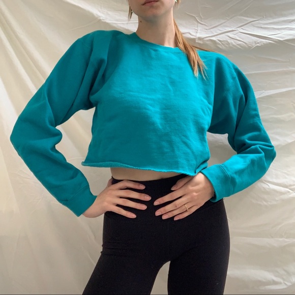 Vintage Levi’s Cropped Teal Crew Neck - Picture 1 of 8